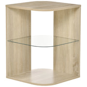 Tavolino da salotto moderno con ripiano in vetro ¨C Minimal ¨C 40x40x56 cm legno naturale