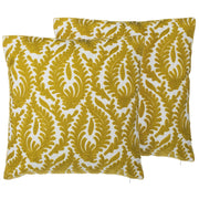 Set di 2 cuscini decorativi in cotone cachi motivo a foglie ricamate 45 x 45 cm Accessori per decorazioni floreali retrò