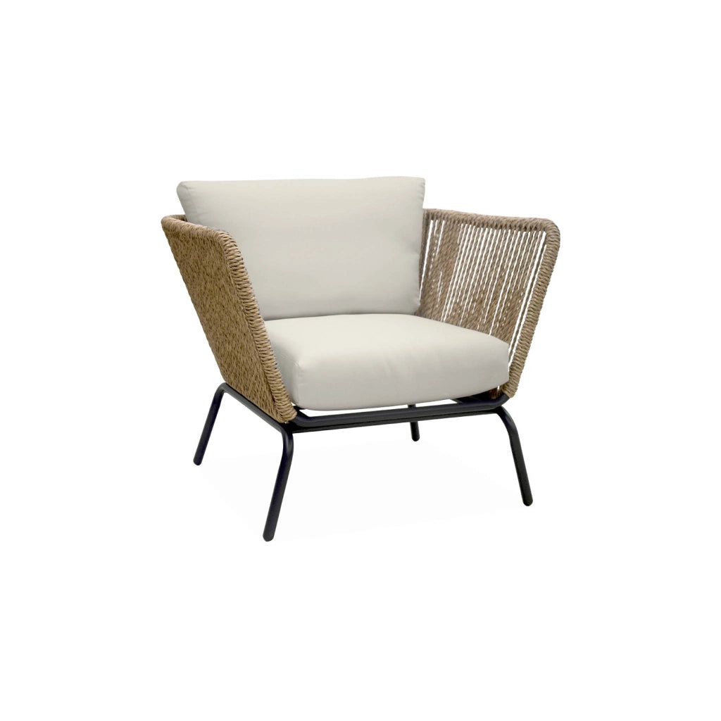 Salotto da giardino in resina intrecciata effetto rattan, 4 posti,