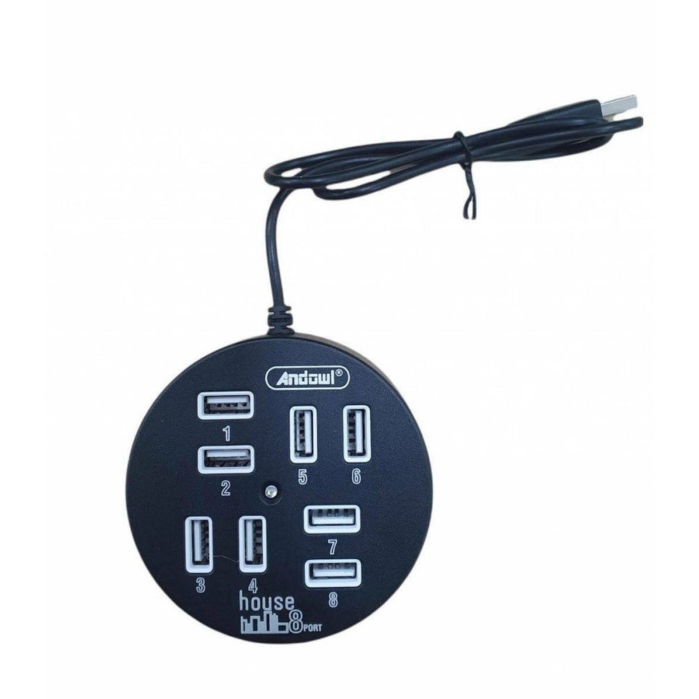 Trade Shop - Hub Usb 2.0 Hi-speed 8 Porte Con Cavo Da 60 Cm Con Connessione Usb-a Q-hu800 -