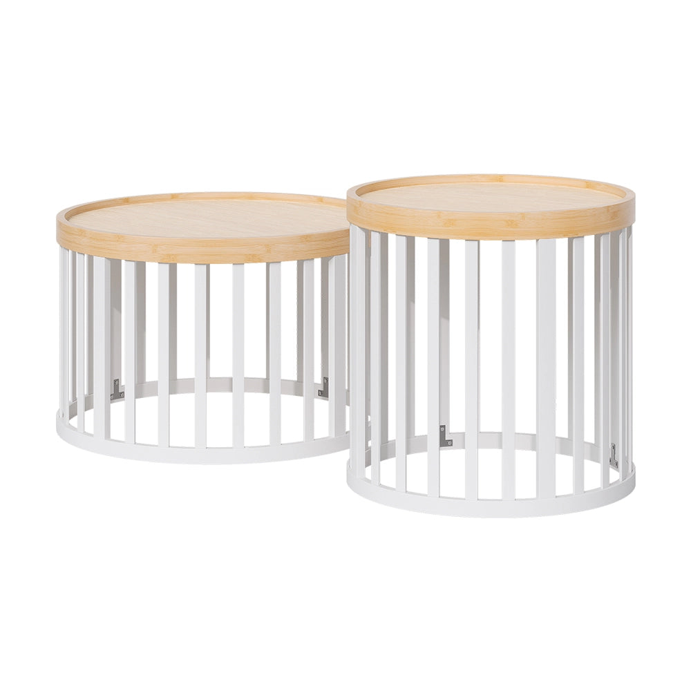 Tavolino da divano Enara Bambù/Bianco 50.5 x 50.5 cm, con 2 parti Vicco