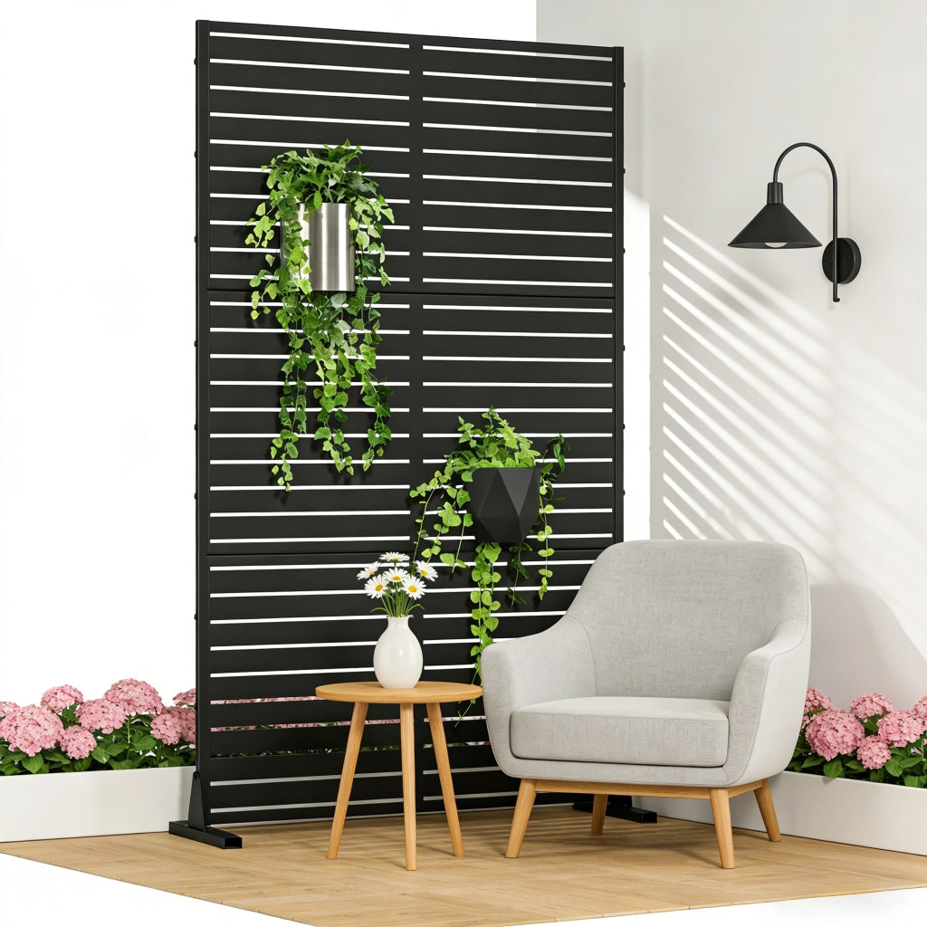 Pannello Divisorio Nodepp da Esterno in Acciaio Zincato 180x90 cm Nero casa.pro