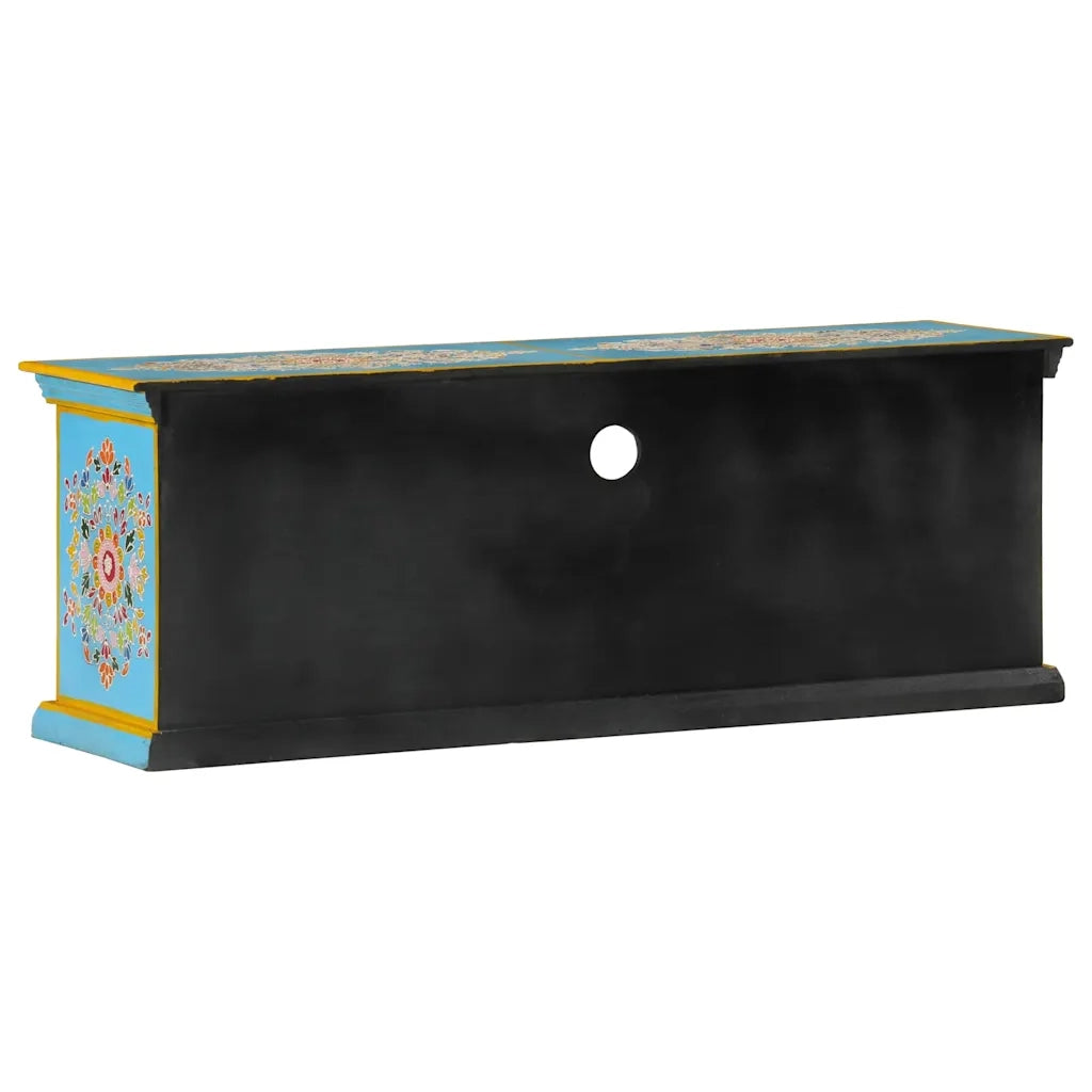 Mobile Porta TV Blu 110x30x40 cm in Legno Massello di Mango 353908