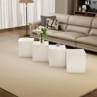 Set di tavolini fai-da-te con piano in finitura lucida, combinazione libera, 81x81x40 cm, Bianco