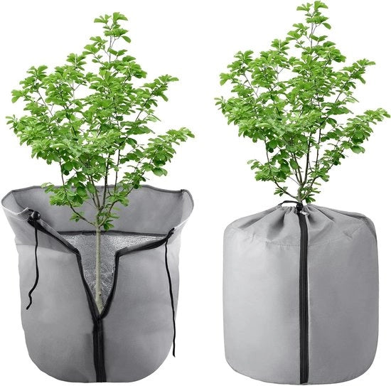 2 pezzi 35 x 40 cm | Protezione invernale per piante in vaso | Borsa di protezione con cordoncino e chiusura a rasoio | Foliato di alluminio termoisolante cotone | Protezione invernale per vaso di piante