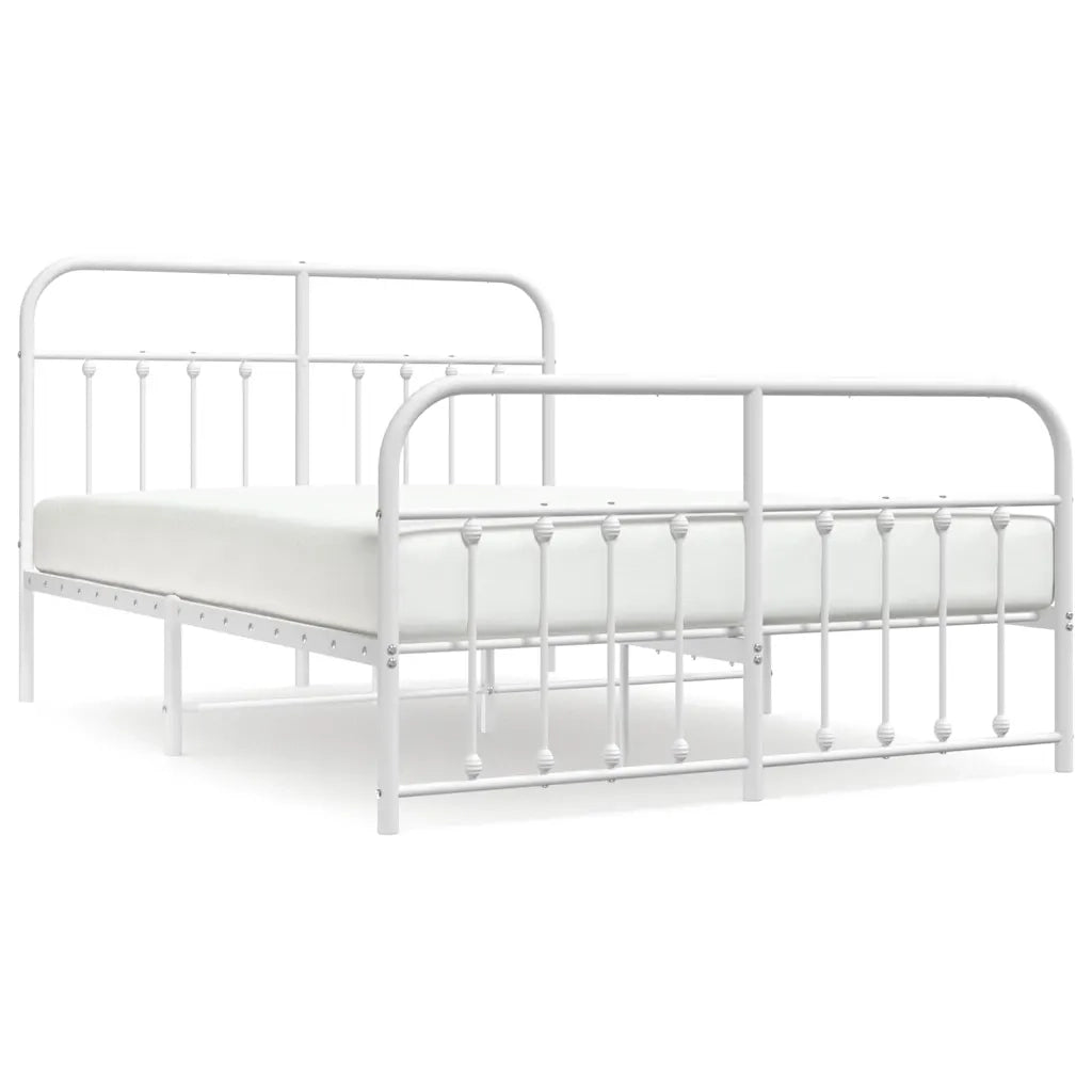 Giroletto con Testiera e Pediera-Struttura Letto Metallo Bianco 140x190 cm 213013