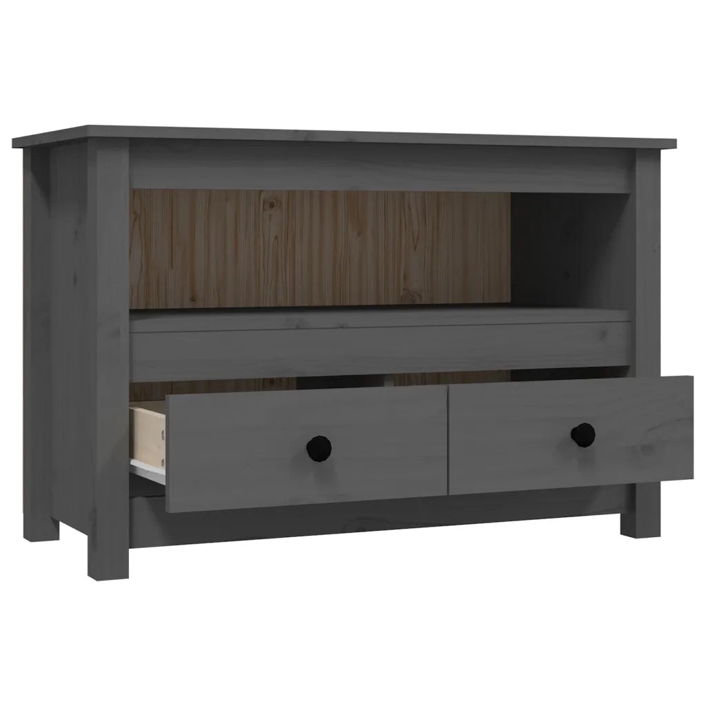 Mobile Porta TV Grigio 79x35x52 cm in Legno Massello di Pino 821499