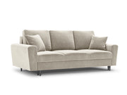 Cosmopolitan Design - Divano convertibile con contenitore "Kyoto" 3 posti in velluto beige chiaro 