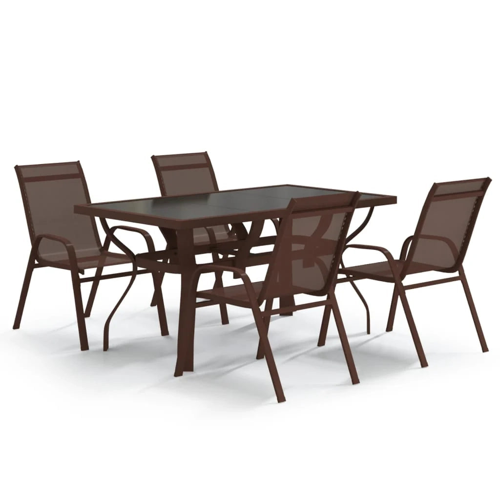 Set da pranzo da giardino per esterni da 5 pezzi mobili marroni e neri 02_0013832