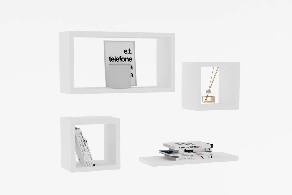 Mensola da parete in legno "Babi" - 43 x 15 x 23 cm - Bianco