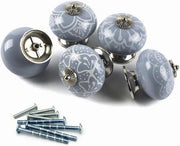 Premiata gamma - Pulsanti in ceramica - Pulsanti ceramici blu - 5 pezzi - Maniglie grandi a forma di cerchio.