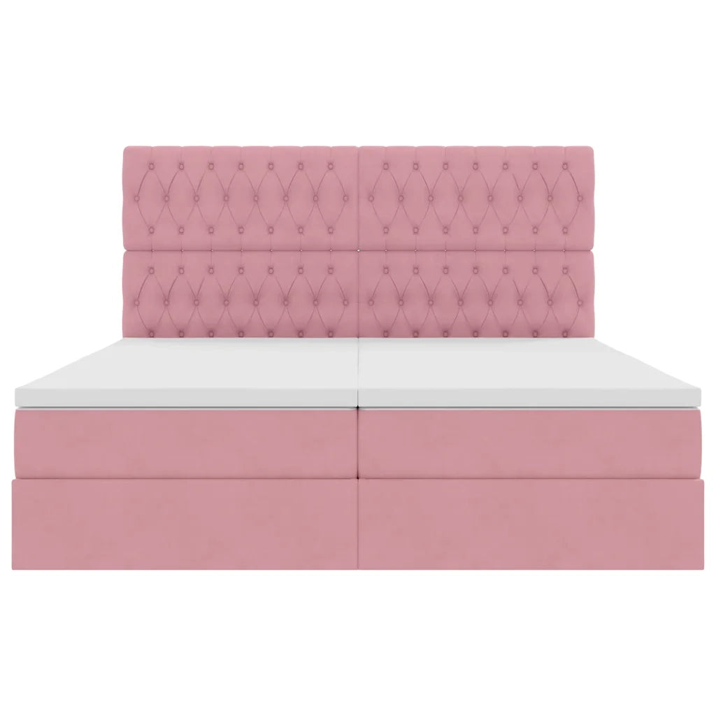 Letto con Contenitore con materasso Rosa 200 x 200 cm Velluto 3372268
