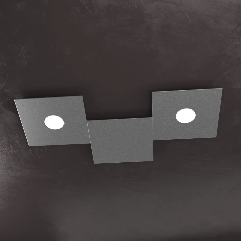 ECCENTRIC APPLIQUE-PLAFONIERA 2 LUCI + 1 DECORATIVO GRIGIO ANTRACITE 1156-2L1D-GA