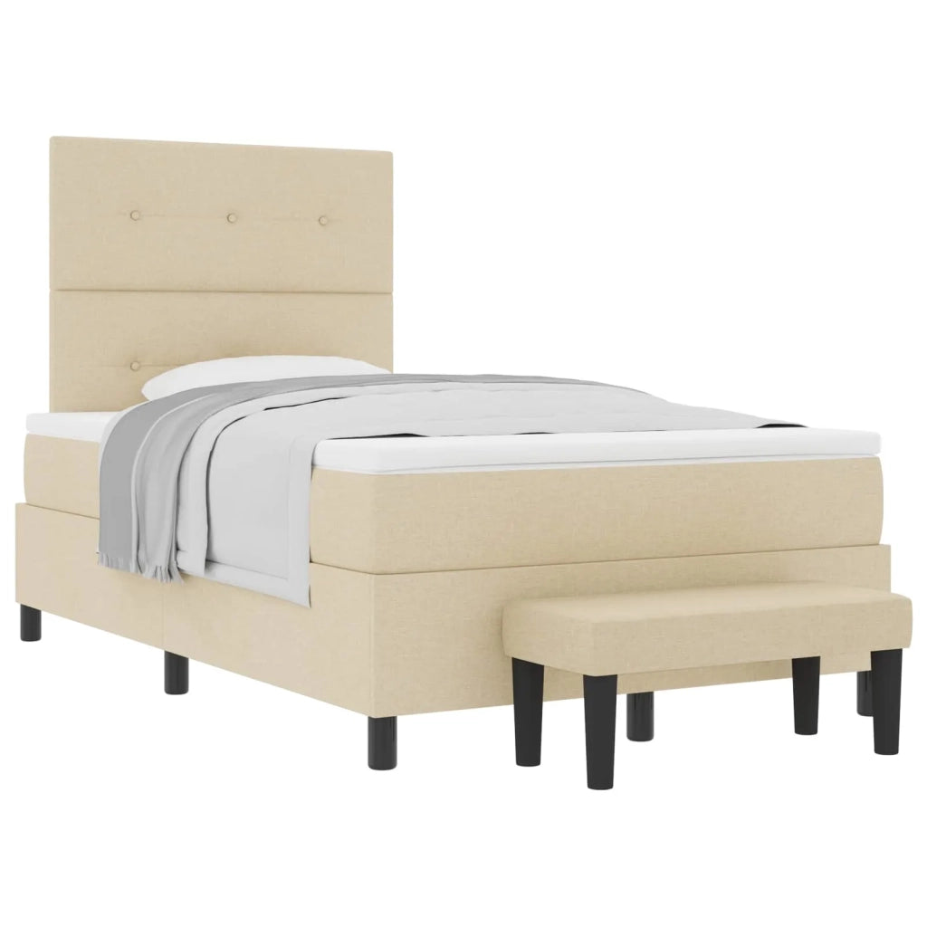 Letto a molle con materasso Crema 120 x 190 cm Tessuto