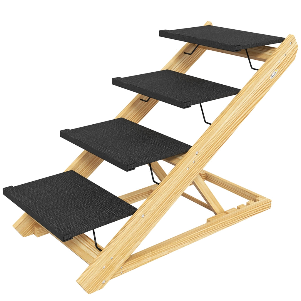 Scala per cani regolabile in altezza pieghevole ¨C Zephmum ¨C Legno bianco 83x40x62.5 cm