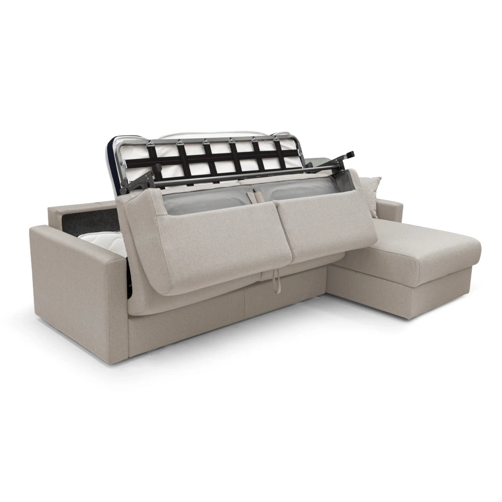 Chris Divano letto angolare 5 posti in tessuto impermeabile T13 248 cm Destro (mat. 120x197) panna