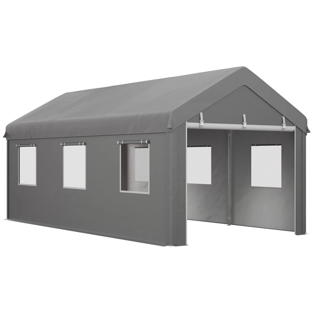 Tenda Garage Carport ¨C Zephmum ¨C 6x2.95x2.78 m Acciaio Grigio
