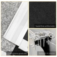 Rampa per Sedia a Rotelle Pieghevole con Guide Laterali, in Lega di Alluminio, 61x72 cm, Argento e Nero