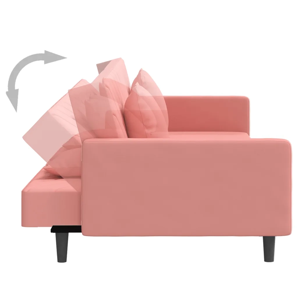 Divano Letto a 2 Posti con 2 Cuscini Rosa in Velluto 375921