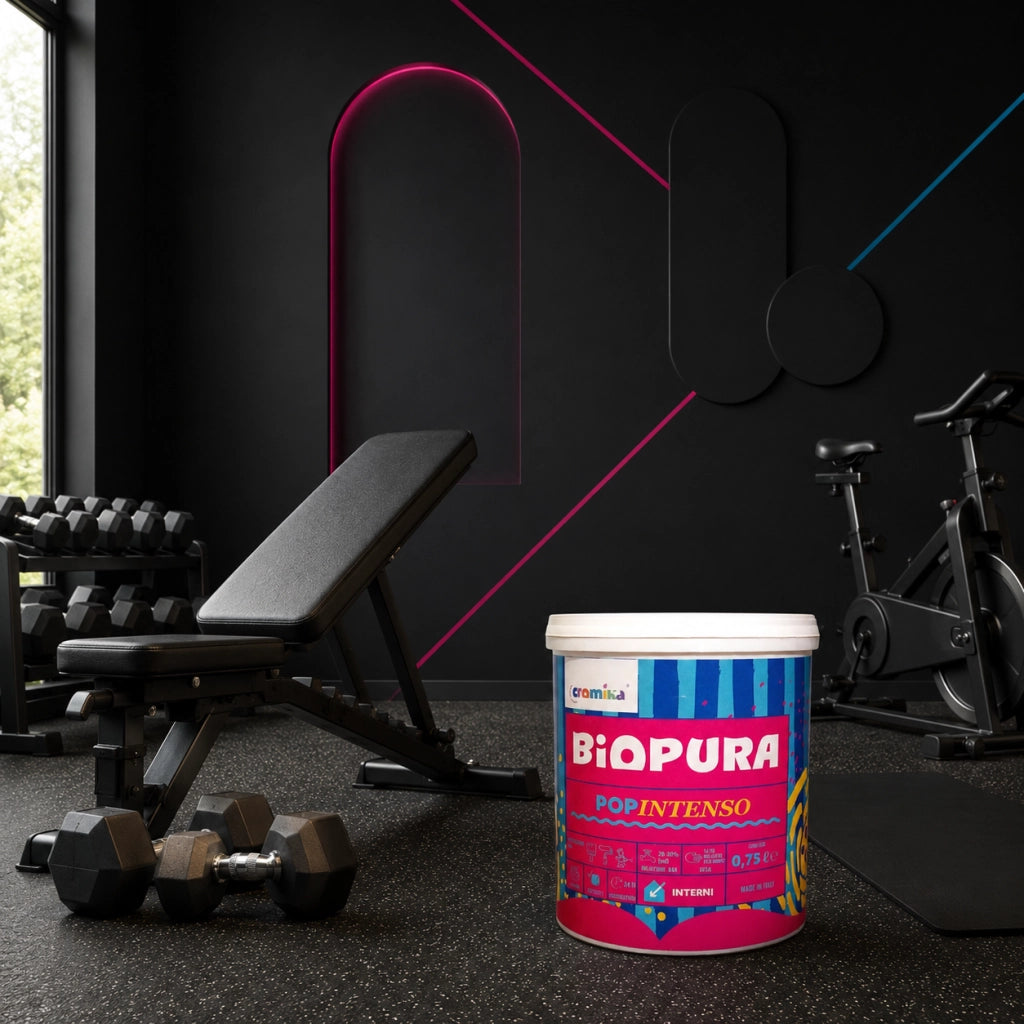 Popintenso palestra e decori interni pittura murale lavabile e coprente cromika *** formato 0,750 lt, colore- nero me...