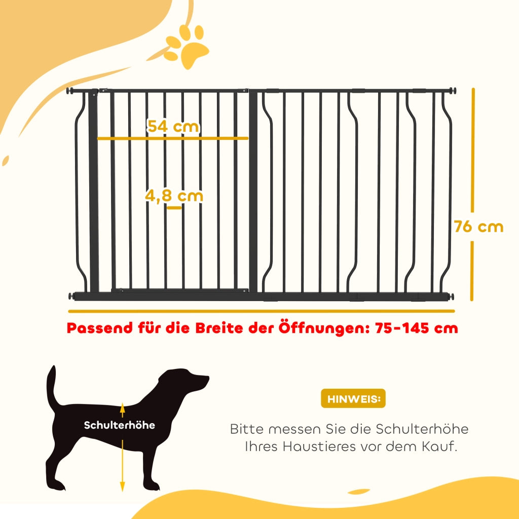 Cancelletto di Sicurezza per Cani ¨C Xylo ¨C Apertura Bidirezionale, Montaggio a Pressione, Estensibile 75-145 cm