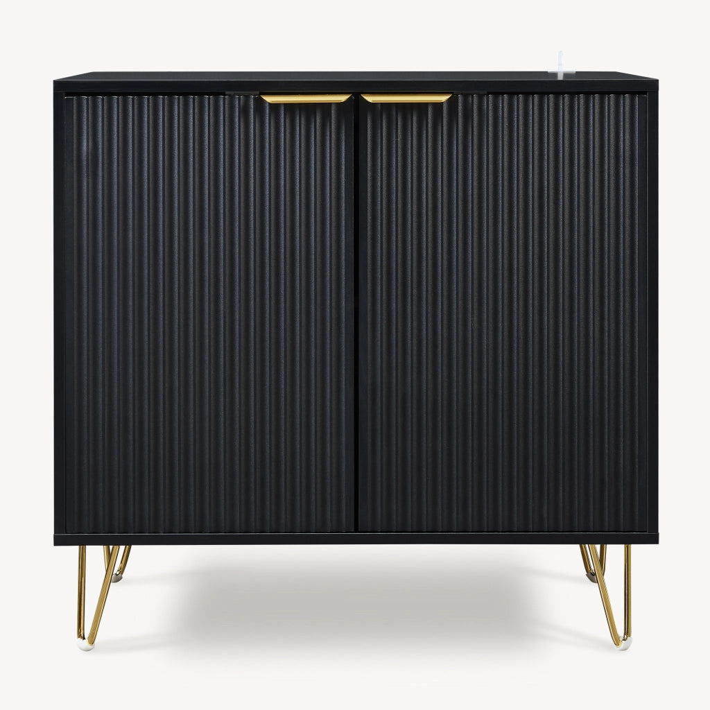 Credenza Multiuso Trondi Mobile Contenitore a 2 Ante 75 x 80 x 40 cm - Nero [en.casa]