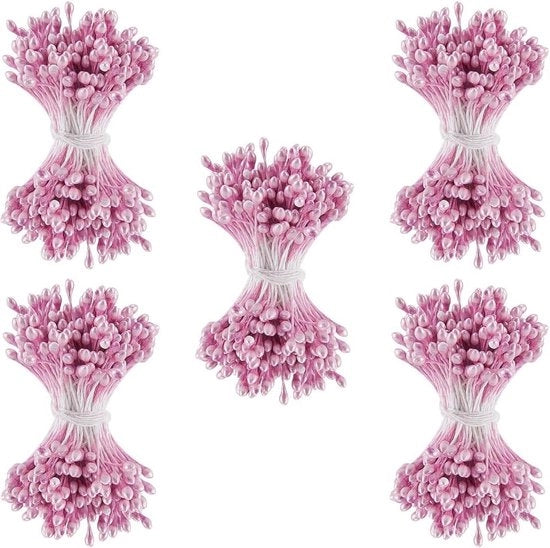 1200 pezzi - 3 mm - Filo di fiori in plastica - Parelroso - Testa doppia - Polloni di fiori - Steli di fiori piccoli - Decorazione centrale - Filo di spillo - Accessori per gioielleria - Creazione di gioielli