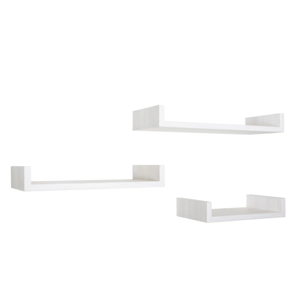 Set di 3 Mensole da Muro Modello CALAMITA MAXI, Mensole Muro Design, Mensola da Parete. Misure 60x8 p23.7 cm, 50x8 p23.7 cm e 40x8 p23.7 cm. Finitura  ROV. SBIANCATO - MADE IN ITALY