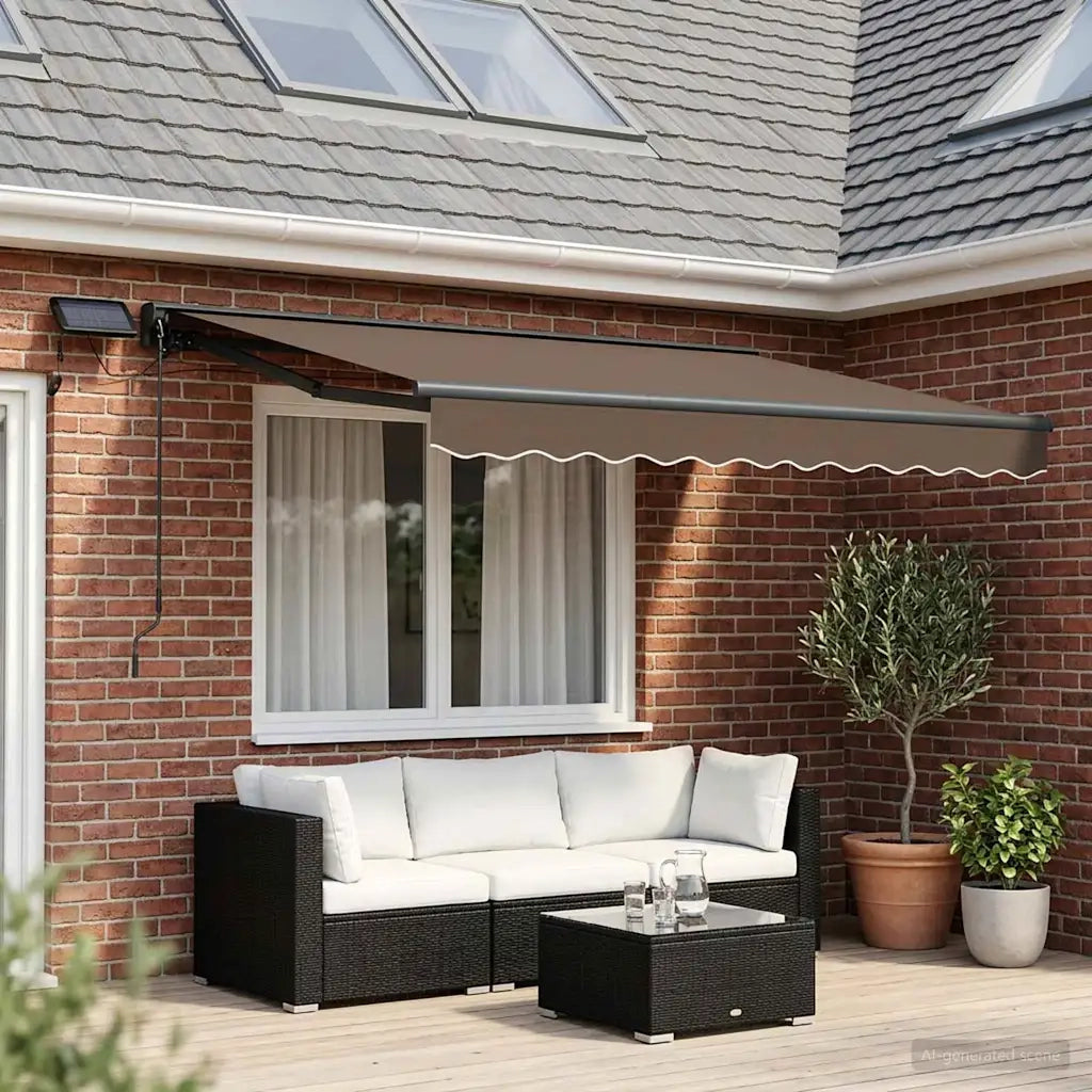 Cornice per Tenda Manuale con LED Tortora 2,5 x 2 m 3425585