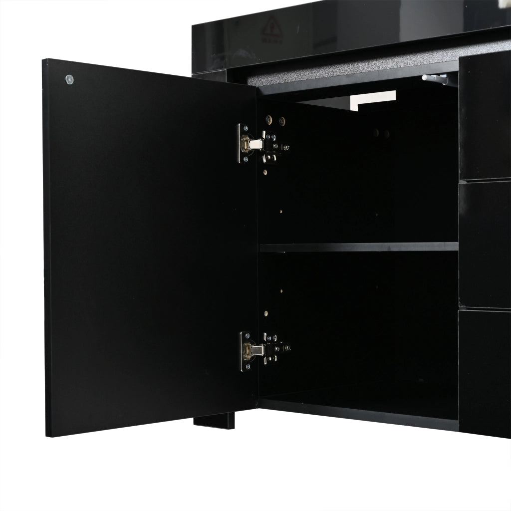 Sideboard 140x40x65 cm con illuminazione LED regolabile MDF nero