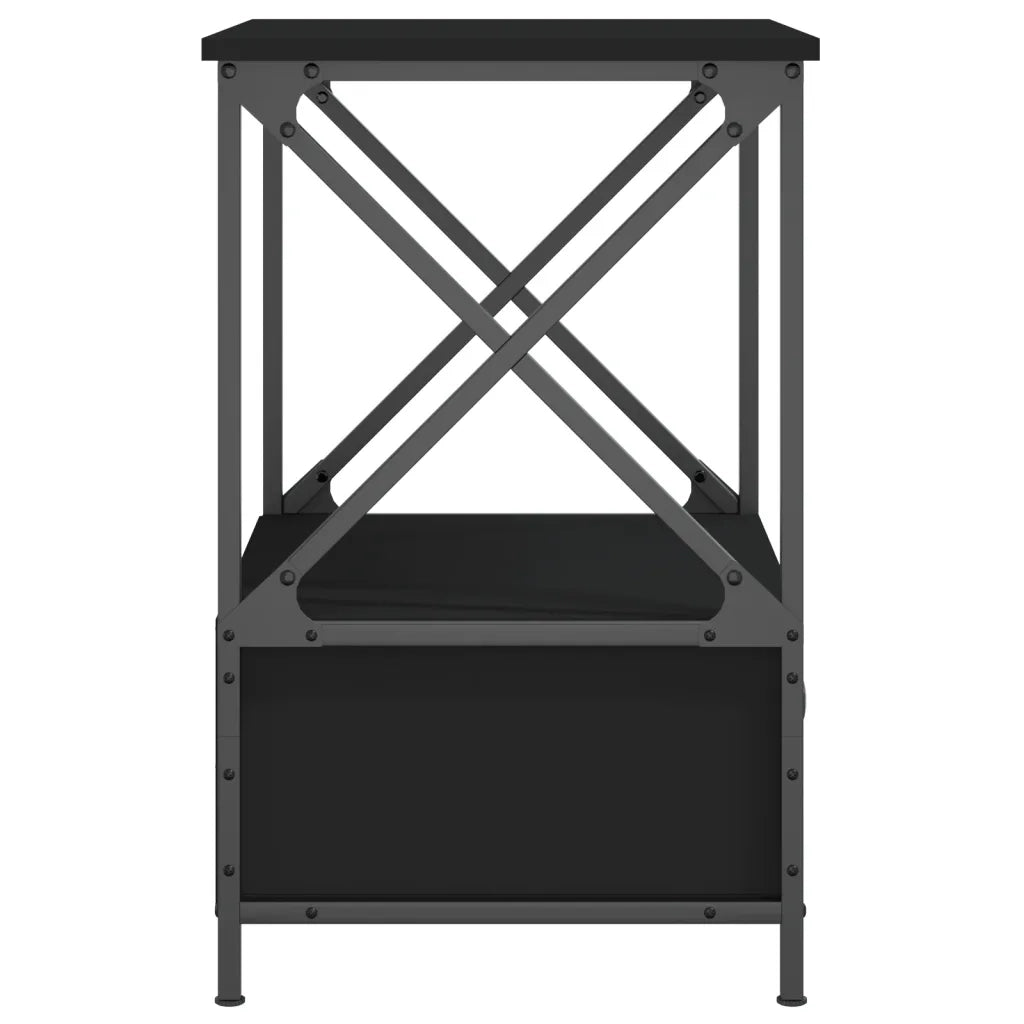 Set di 2 Comodini | Armadio da Notte | Mobiletto da notte Neri 50x41x65 cm in Legno Multistrato