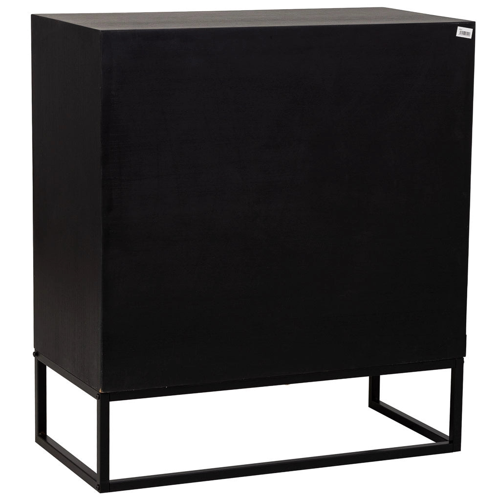 Credenza con 1 cassetto e 2 ante in legno e metallo nero 80x39,5x89