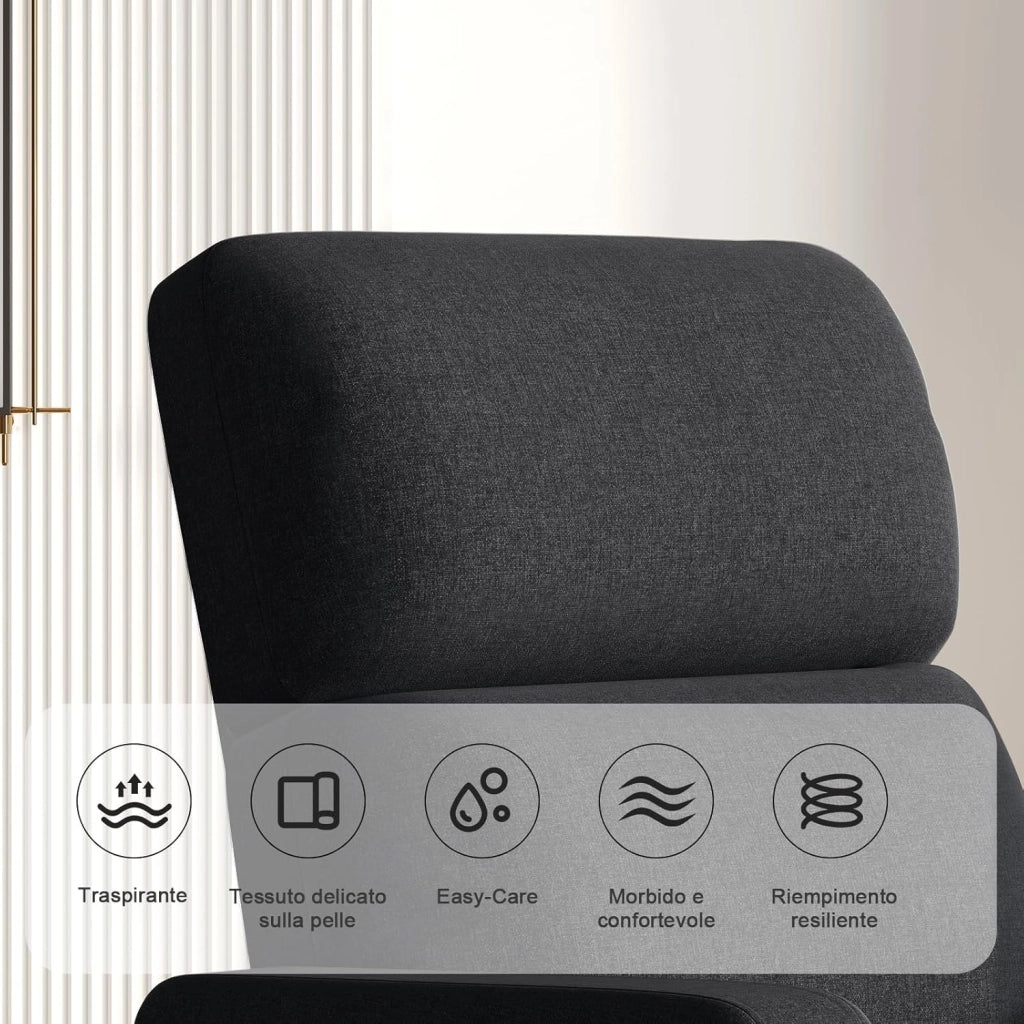 Poltrona Relax Elettrica, Ergonomica Reclinabile 90°-165°, Poltrona Reclinabile con Schienale e Poggiapiedi Regolabile, Poltrone per Soggiorno/Ufficio, con Tasconi Laterali, Grigio