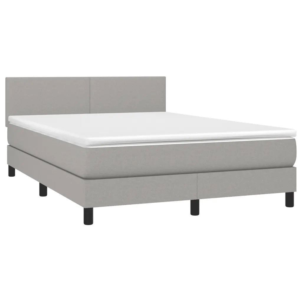 Letto a Molle Materasso e LED Grigio Chiaro 140x190 cm Tessuto 3132989