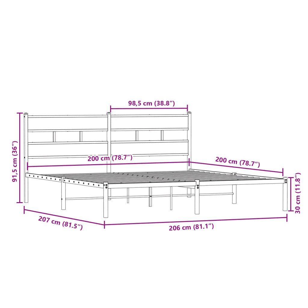 Giroletto senza Materaso in Metallo Rovere Fumo 200x200 cm 4017060