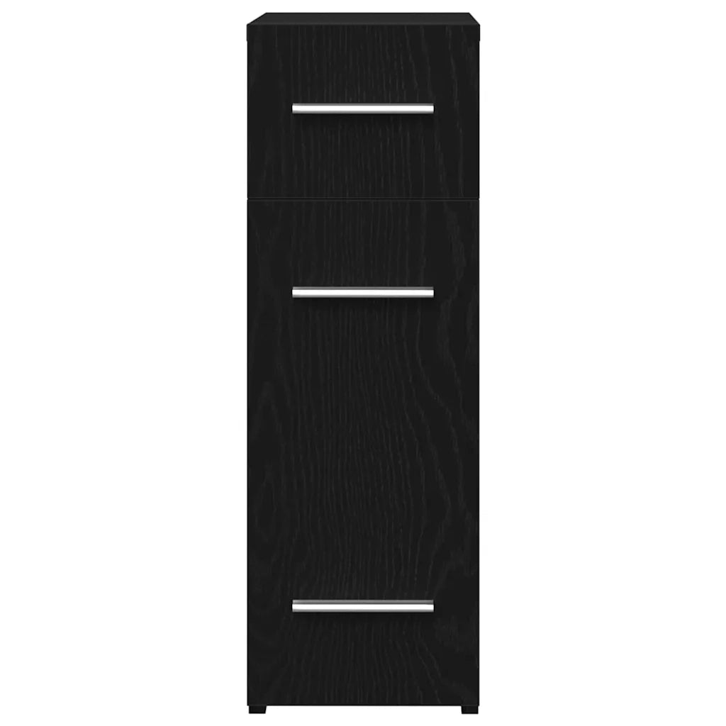 Mobiletto da farmacia rettangolare moderno 20 x 45 x 60 cm con 3 cassetti in legno composito di rovere nero 02_0051905