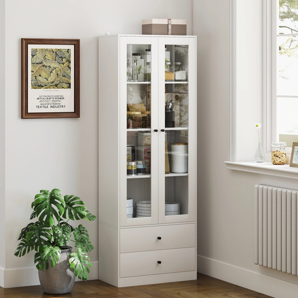 Credenza con Armadietto e Cassetti ¨C Zephmum ¨C Bianco 59x30x164 cm