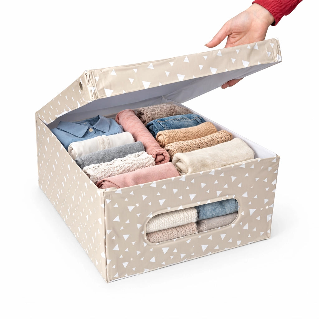 Kit 4pz Scatole Box Sistemazione Armadio in PVC Pieghevole 50x39 H24cm Col.Ass
