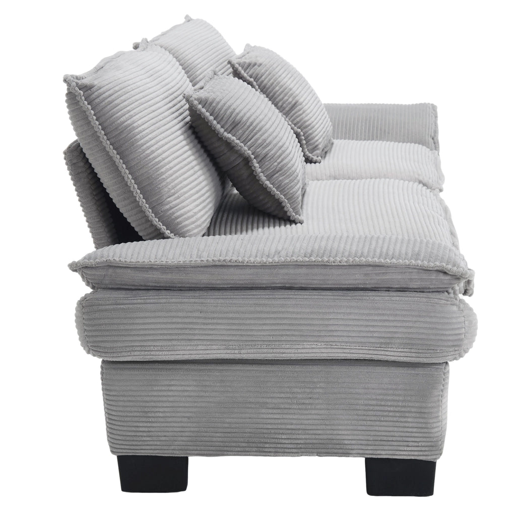 Divano 2 posti in velluto grigio chiaro 224 cm
