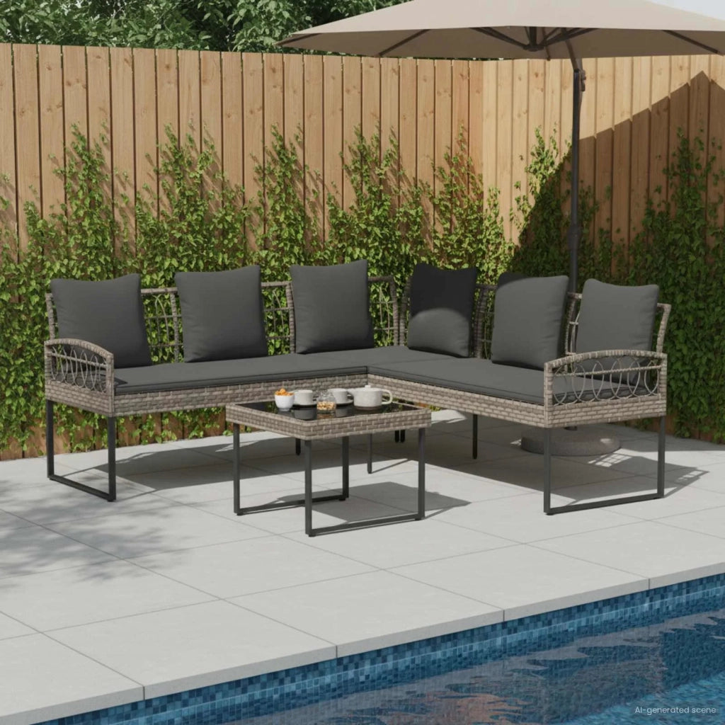 Set di Divano da Giardino con cuscino 2 pcs Grigio