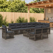 Set Divano da Giardino 11 pcs Grigio polyrattan 3434861