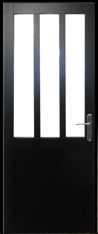 Blocco porta officina in vetro rivestito nero trasparente H204 x L73 Spinta a sinistra