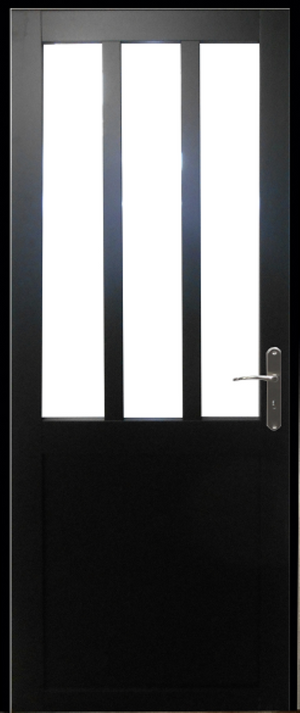 Blocco porta officina in vetro rivestito nero trasparente H204 x L73 Spinta a sinistra