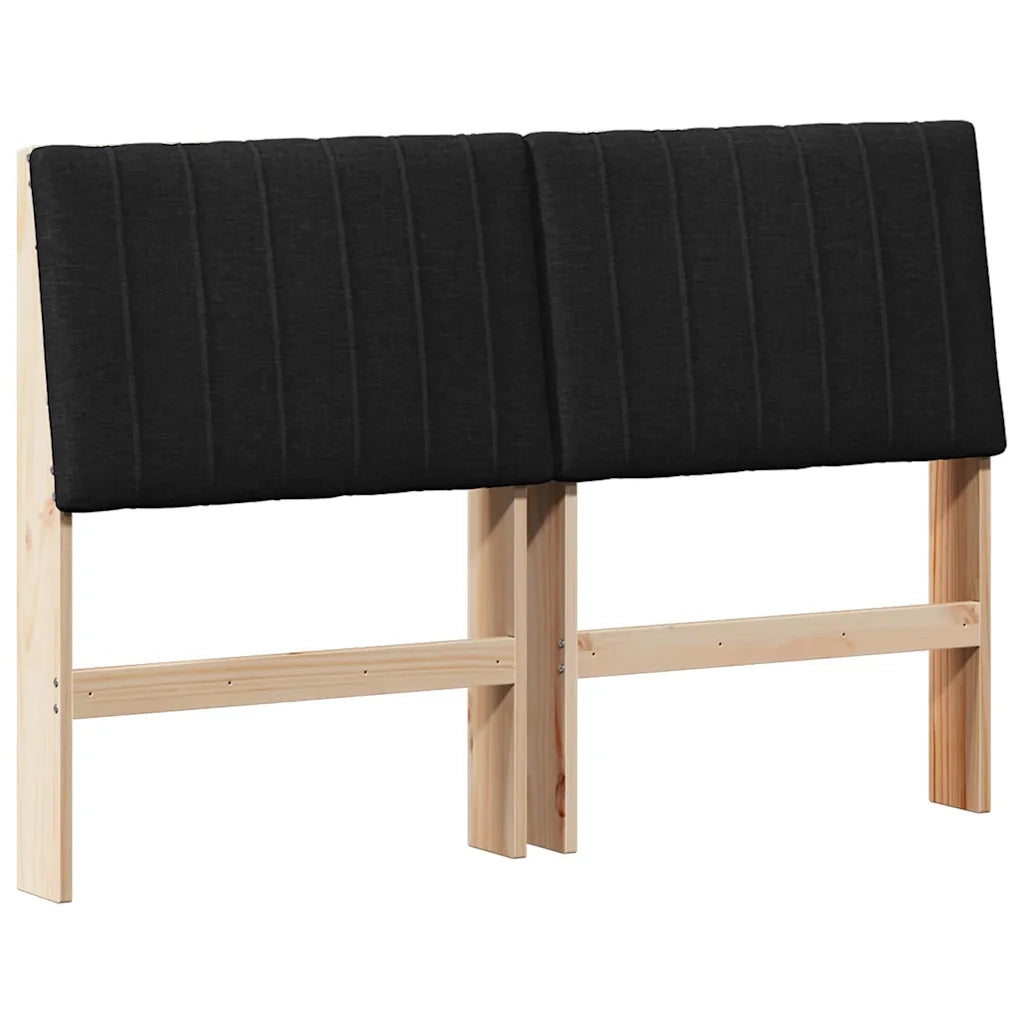 Testiera imbottita-Testiera con Cuscini-Testata Nero 140 cm Pino massello 277251