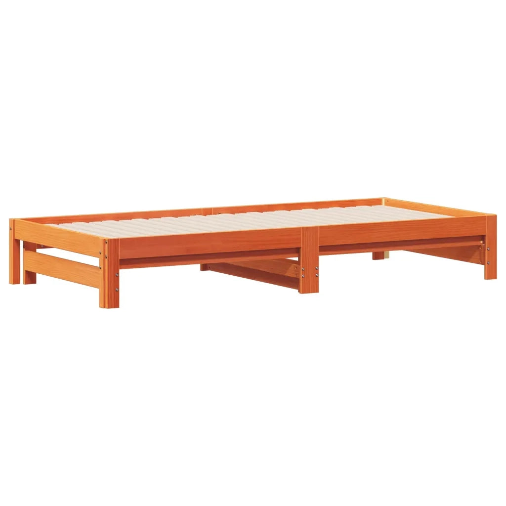 Divano con Letto Estraibile-Sofa Letto-Daybed Marrone Cera 90x200cm Massello Pino 852803