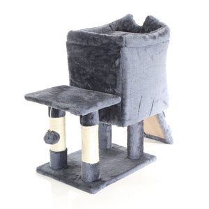 Fudajo Albero tiragraffi grigio scuro 60cm con casetta per gatti, tronco e sisal