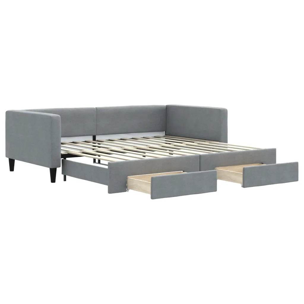 Divano Letto Estraibile Cassetti-Sofa Letto-Daybed Grigio Chiaro 100x200 Tessuto 155133