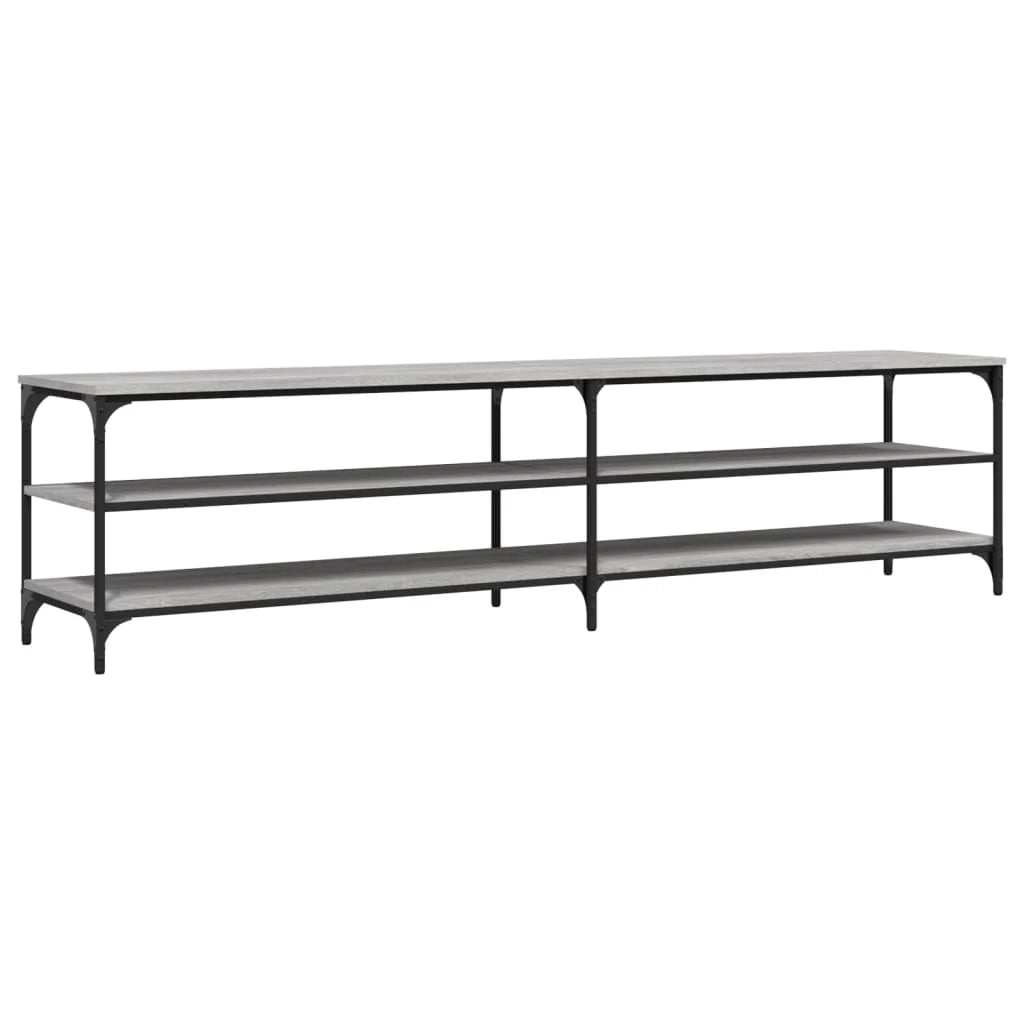Mobile TV multimediale mensola TV credenza TV adatto per sala da pranzo soggiorno camera da letto colore Sonoma 200 x 30 x 50 cm legno ingegnerizzato e metallo grigio 02_0028436