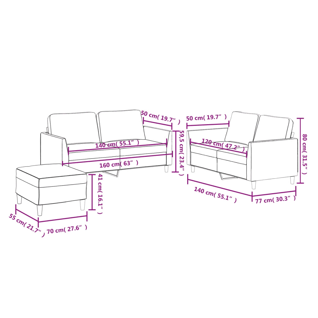 vidaXL Set di Divani 3 pz con Cuscini Grigio in Similpelle