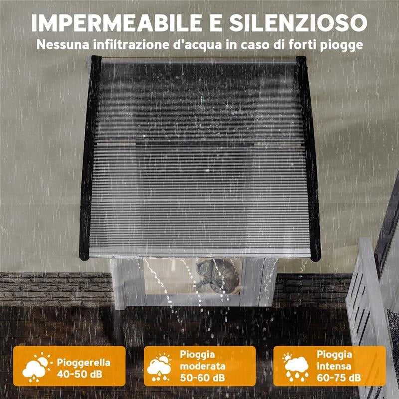 TETTOIA DA ESTERNO IN POLICARBONATO PER PORTE E FINESTRE, 103X96.5X27CM, TRASPARENTE